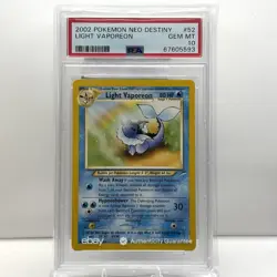 POP 67! 2002 POKEMON NEO DESTINY #52/105 LIGHT VAPOREON PSA 10 - Image 1