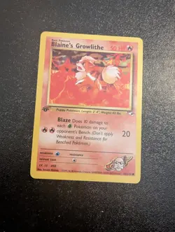 Pokemon TCG Blaine's Growlithe Gym Heroes 62/132 Regular 1st Edition Common - Image 1