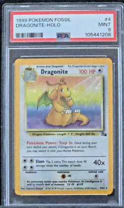 PSA 9 Pokemon Fossil 1999 Dragonite Holo 4/62 Pokemon Card - Image 1