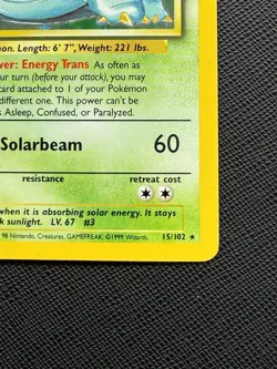 Pokemon TCG Venusaur Holo Rare Card 15/102 Base Set LP, SEE PICTURES!!! - Image 3