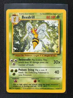 Beedrill 17/102 Non Holo Base Set Unlimited Pokemon - Image 1