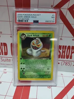 First Edition 2000 Pokemon Rocket Dark Arbok Holo PSA NM 7 - 2/82 - Image 1
