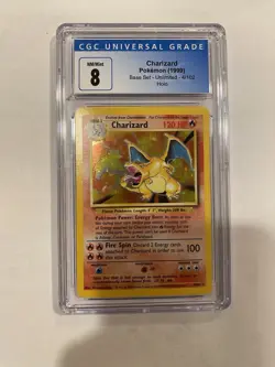 RARE Pokemon 1999 Base Set Charizard Holo Unlimited CGC 8 Near Mint! - Image 1