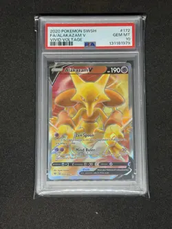 2020 Pokemon Alakazam v Full Art Holo Card 172/185SWSH04: Vivid Voltage PSA 10 - Image 1