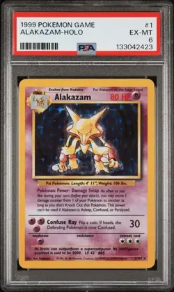 1999 POKEMON BASE SET UNLIMITED #1 ALAKAZAM-HOLO PSA 6 - Image 1
