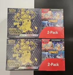 Pokemon TCG: Surging Sparks, Lot of 2x Costco ETB + Booster Bundle Sealed Eng - Image 1