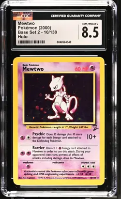 Pokemon Base Set 2 MEWTWO Holo CGC 8.5 (4048) Graded Power - Image 1