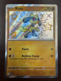Pokemon TCG Riolu 173/091 Sv: Paldean Fates Holo Shiny Rare NM 173/091 - Image 1