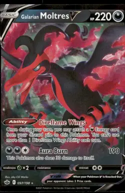 Pokemon Tcg Galarian Moltres V #97 Pokemon Chilling Reign NM - Image 1