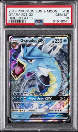 2019 POKEMON SUN & MOON HIDDEN FATES #16 GYARADOS GX PSA 10 - Image 1