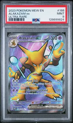 2023 POKEMON MEW EN-151 ULTRA RARE #188 ALAKAZAM EX PSA 9 - Image 1