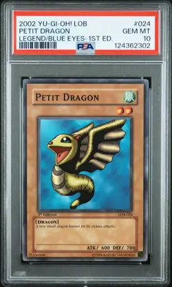 2002 YU-GI-OH! LOB-LEGEND OF BLUE EYES WHITE DRAGON 1ST ED PETIT DRAGON PSA 10 - Image 1