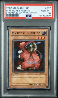 2002 YU-GI-OH! LOB-LEGEND OF BLUE EYES WHITE DRAGON MYSTICAL SHEEP #2 PSA 10 - Image 1