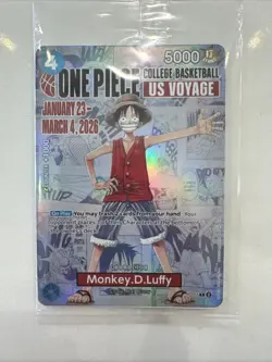 One Piece Monkey D. Luffy US Voyage College Basketball Promo Card Sealed - Image 1