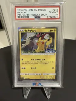 Pikachu PSA 10 249/SM-P Promo SM Friendly Shop Card Pokemon Japanese - Image 1