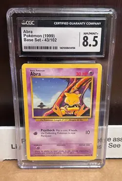 Pokemon Card Abra 43/102 Shadowless Base Set 1999 CGC 8.5 NM/MINT+ - Image 1