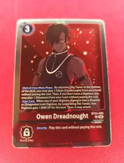 Digimon BT24 Time Stranger Bt24-082 Owen Dreadnought Rare Foil Card - Image 1