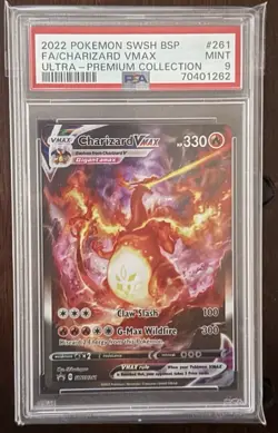 2022 POKEMON SWSH BLACK STAR PROMO #261 FULL ART/CHARIZARD VMAX PSA 9 - Image 1