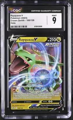 ✨✨ CGC 9 Rayquaza V 100/159 Pokemon Crown Zenith Pokemon Card - Image 1