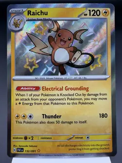 Raichu 132/091 - Shiny Holo Rare - Paldean Fates Pokemon Card NM - Image 1