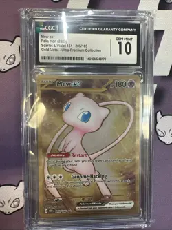 CGC 10 GEM MINT Mew Ex 205/165 Gold METAL 151 UPC PROMO Pokemon Card - Image 1