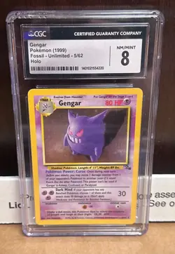 Gengar 1999 Vintage Pokemon #5, Graded Pokemon Cards, Pokemon Fossil Holo CGC 8 - Image 1