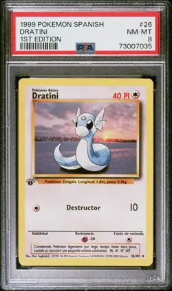 DRATINI #26 1999 Pokemon WOTC Base Set Spanish 1st Edition PSA 8 - Image 1