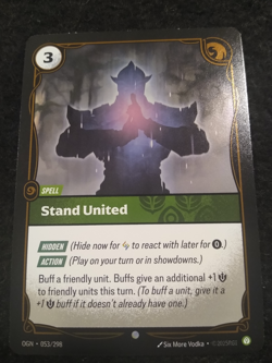 STAND UNITED 053/298 RIFTBOUND LEAGUE OF LEGENDS RARE FOIL ENGLISH CARD - Image 1