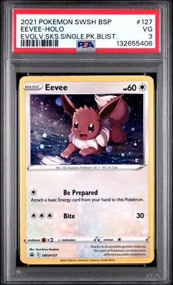 2021 Black Star Promo Evolving Skies Single Pack Blister # 127 Eevee Holo PSA 3 - Image 1