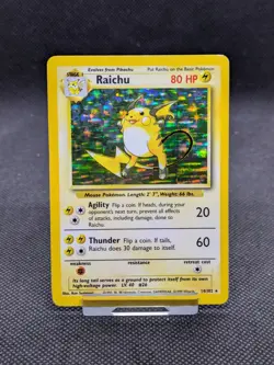 Raichu 14/102 Base Set Holo Pokemon Card WOTC LP/Played - Image 1