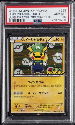 2016 POKEMON JPN XY PROMO HOLO-LUIGI PIKACHU SPECIAL BOX LUIGI PIKACHU PSA 10 - Image 1