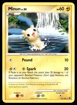 2008 Diamond & Pearl - Majestic Dawn Minun Basic/Rare #25 - Image 1
