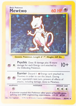 Pokemon TCG Mewtwo Holo 10/102 - Base Set - WOTC Vintage 1999 - MP - Image 1