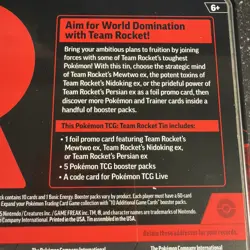 Pokemon 2025 Collectors Tin - TEAM ROCKET'S MEWTWO EX (5 Packs & 1 Foil) Sealed - Image 3