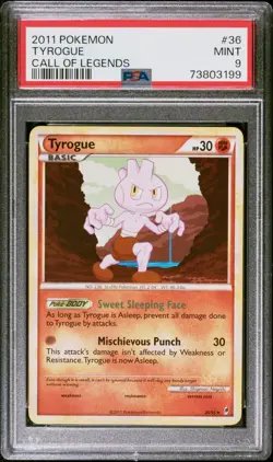 2011 Pokemon Call of Legends #36 Tyrogue Non Holo PSA 9 Card MINT! Free Ship! - Image 1
