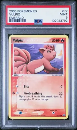 2005 Pokemon EX Emerald # 72 Vulpix PSA 9 Card MINT! Trusted Seller! Free Ship! - Image 1