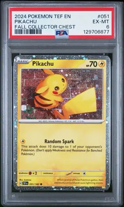 2024 Temporal Forces Fall Collector Chest # 051 Pikachu Holo PSA 6 Card EX-MINT! - Image 1