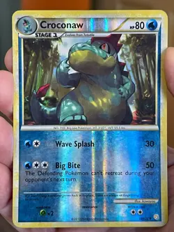 POKEMON CROCONAW 38/123 UNCOMMON REVERSE HOLOFOIL HEARTGOLD & SOULSILVER MP CARD - Image 1