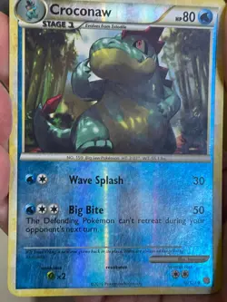 POKEMON CROCONAW 38/123 UNCOMMON REVERSE HOLOFOIL HEARTGOLD & SOULSILVER MP CARD - Image 3