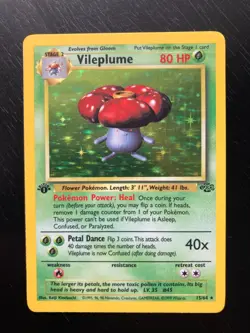 Pokemon Holographic 1st Edition Vileplume 15/64 Jungle Set EX/NM Condition. - Image 1