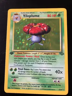 Pokemon Holographic 1st Edition Vileplume 15/64 Jungle Set EX/NM Condition. - Image 2