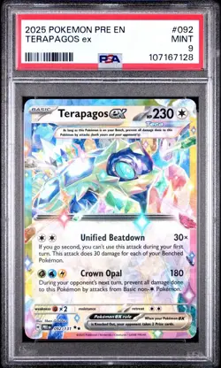 2025 Pokemon Prismatic Evolutions # 092 Terapagos EX PSA 9 Card MINT! Free Ship! - Image 1