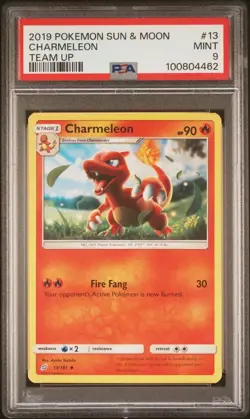 2019 Pokemon Sun & Moon Team Up # 13 Charmeleon Non Holo PSA 9 Card MINT! - Image 1