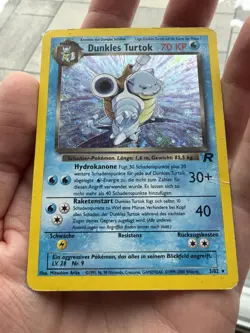 GERMAN DARK BLASTOISE DUNKLES TURTOK 3/82 HOLO RARE POKEMON TCG HP Crease - Image 3