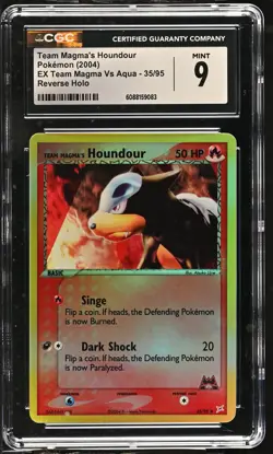 CGC 9 Team Magma's Houndour EX Vs Aqua 35/95 Reverse Holo Pokemon Card - Image 1