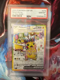 Pokemon TCG Pikachu EX Ultra Rare Holo Card 219/191 Surging Sparks - Image 1