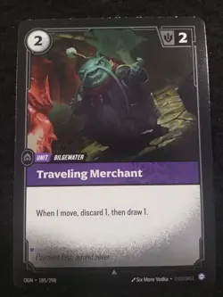 TRAVELING MERCHANT 185/298 RIFTBOUND LEAGUE OF LEGENDS RARE FOIL ENGLISH CARD - Image 1