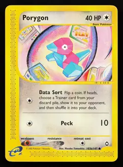 Porygon 103b/147 Common Aquapolis Pokemon Card - Image 1