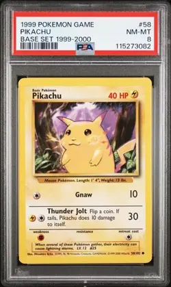 Pokemon TCG - Pikachu Yellow Cheeks - Base Set -1999 - #58/102 - PSA 8 - Image 1
