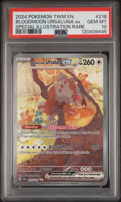 Pokemon Bloodmoon Ursaluna ex 216/167 Sv06: Twilight Masquerade Holo PSA 10 - Image 1